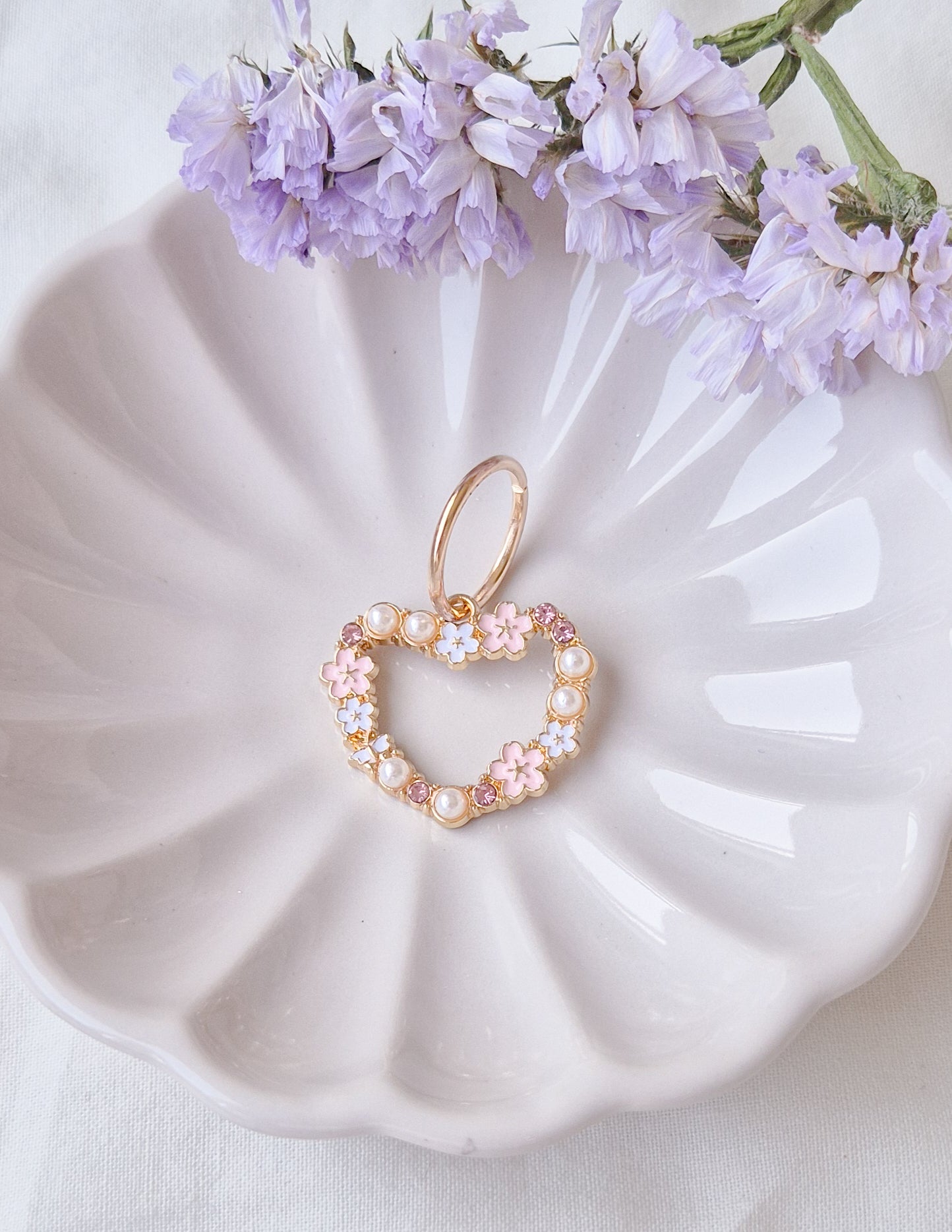 Heart Wreath Stitch Marker Pink